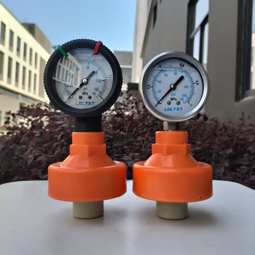 UPVC/PVDF塑料隔膜压力表786全塑表头膜片耐酸碱10kg1.6MPA水处理