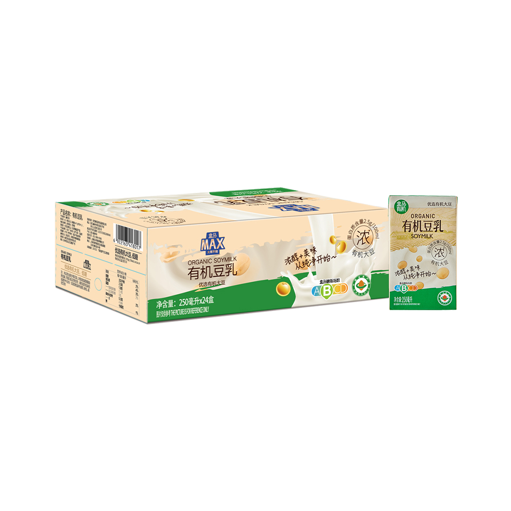 盒马MAX 有机豆乳 250ml*24盒营养早餐奶植物蛋白饮料