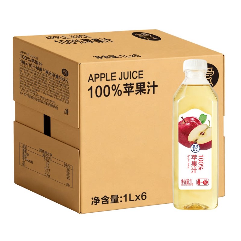 盒马 100%苹果汁 1L*6瓶图片