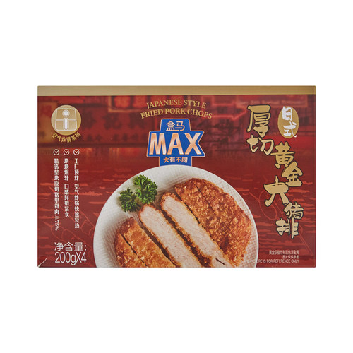 【任选3件8折】盒马 日式厚切黄金大猪排 200g*4