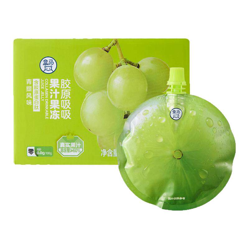 盒马 胶原吸吸果汁果冻(青提味) 150g*10袋图片