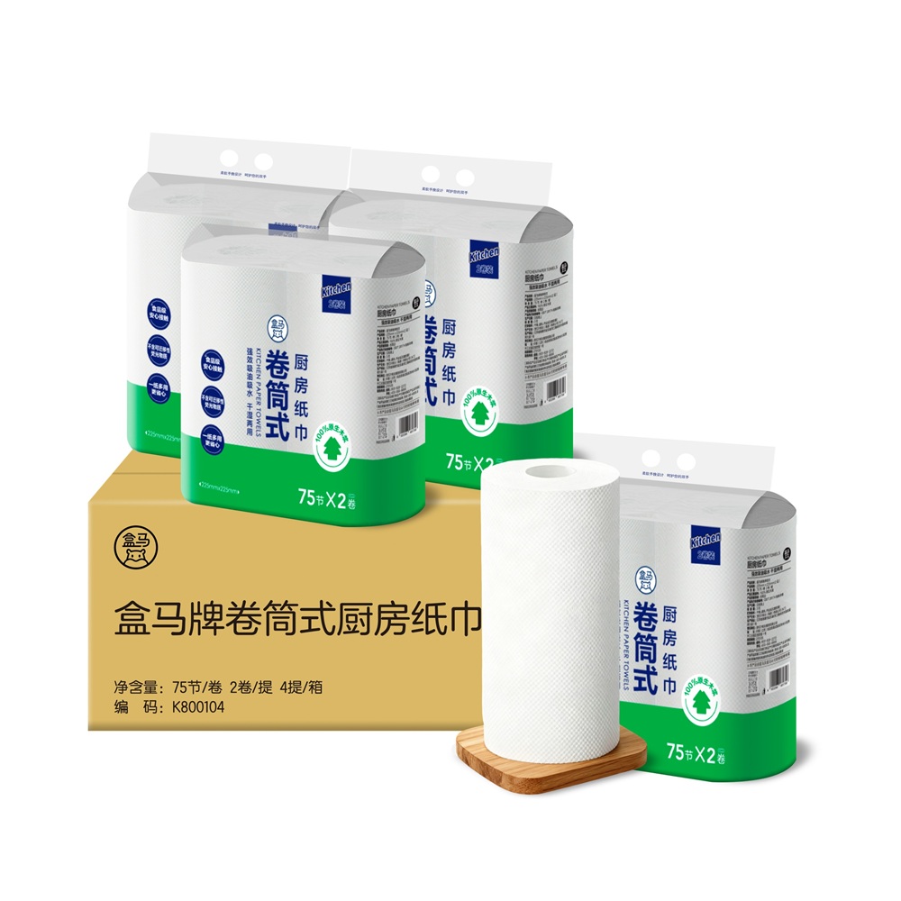盒马 卷筒式厨房纸巾 75抽*8