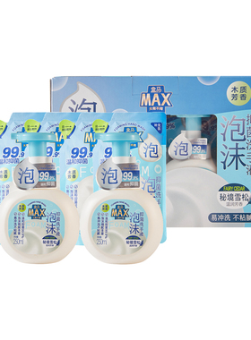 盒马MAX 泡沫抑菌洗手液(秘境雪松) 250ml*2+补充装 200ml*4