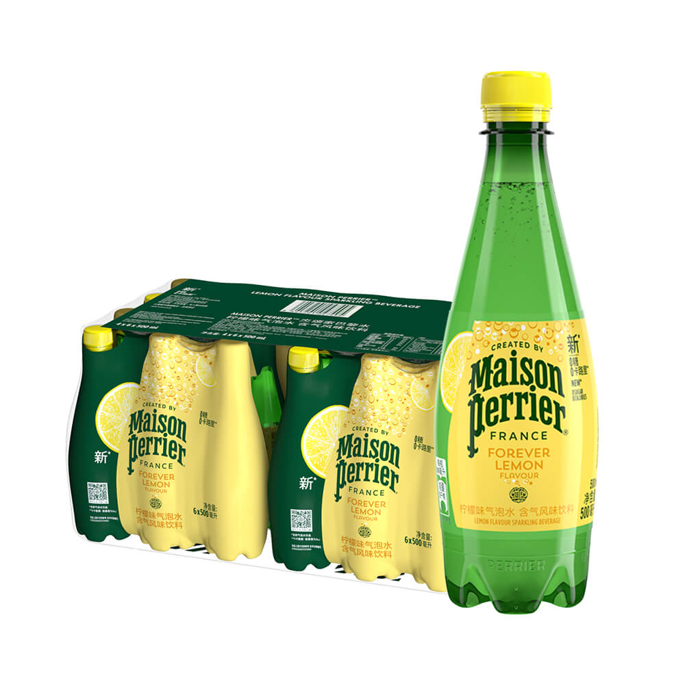 Perrier/巴黎水含气柠檬味饮料瓶装500ml*24法国进口