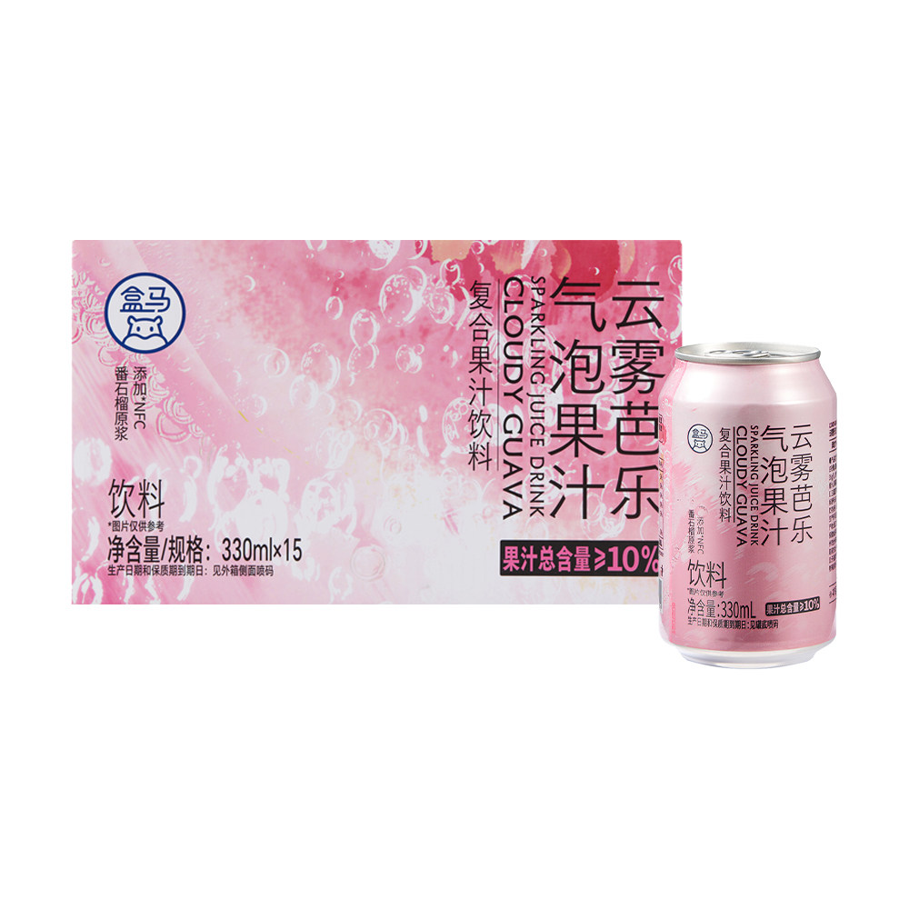 盒马 云雾芭乐气泡果汁饮料 330ml*15罐图片