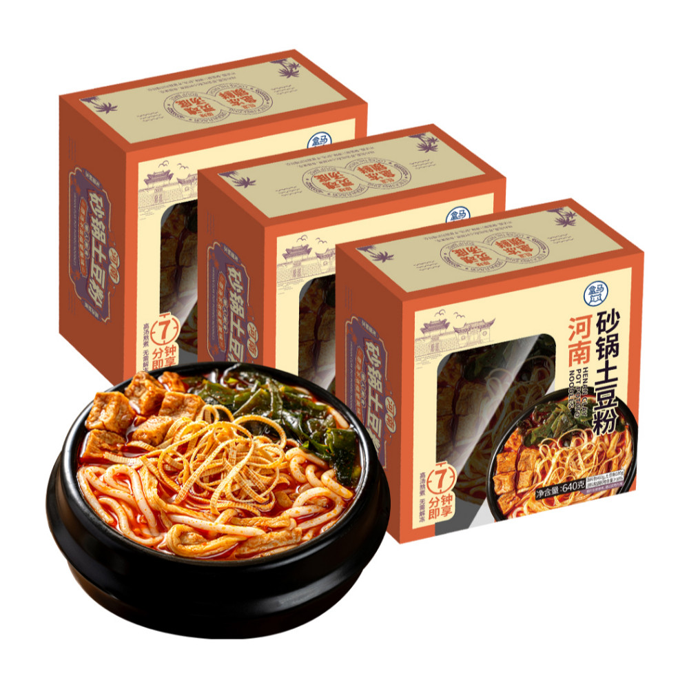 盒马 河南砂锅土豆粉 640g*3盒图片