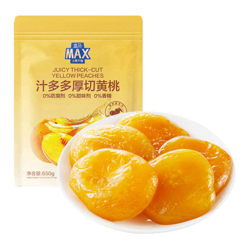 盒马MAX 汁多多厚切黄桃 650g酸甜黄桃干零食