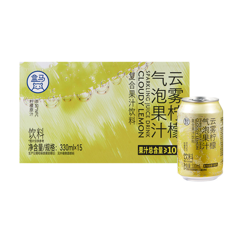 盒马 云雾柠檬气泡果汁饮料 330ml*15罐图片