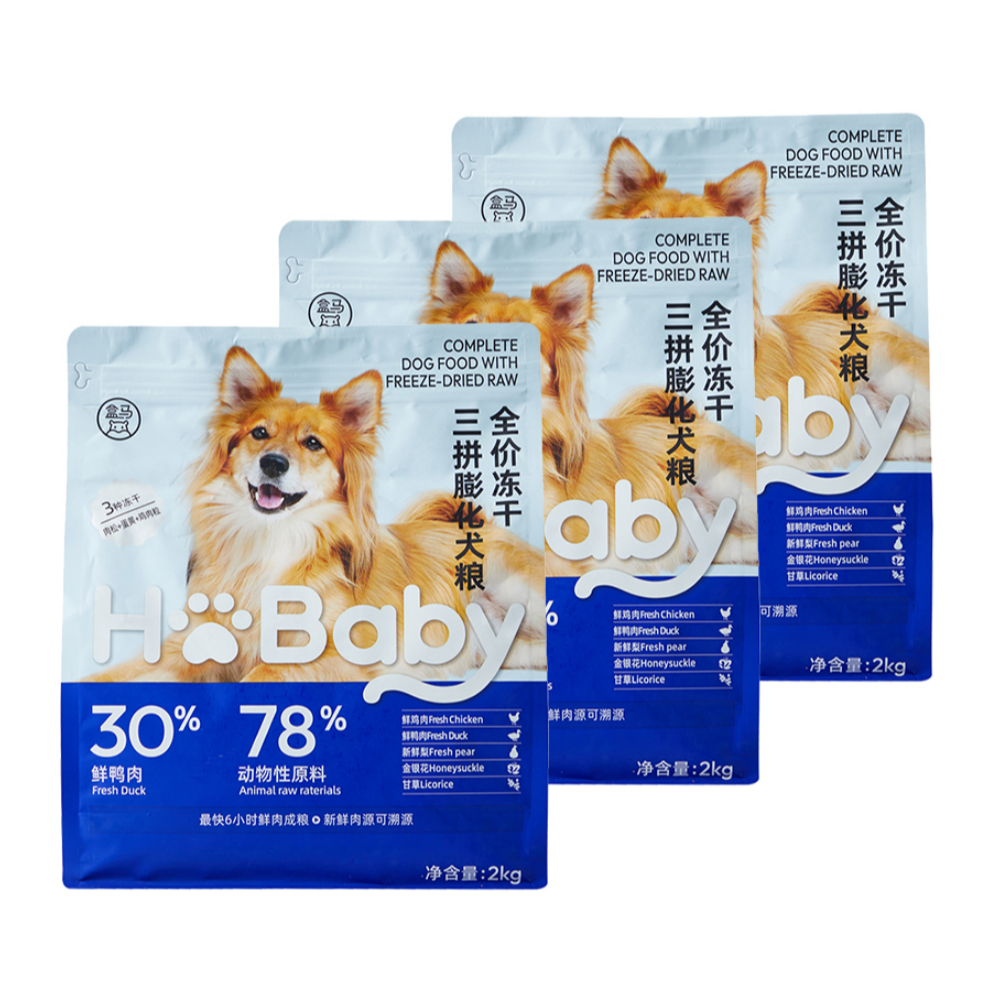 盒马 全价冻干三拼膨化犬粮 2kg*3袋