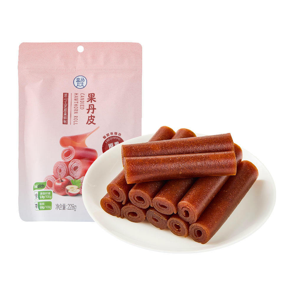 盒马 果丹皮 228g山楂片干条卷休闲零食酸甜独立袋装