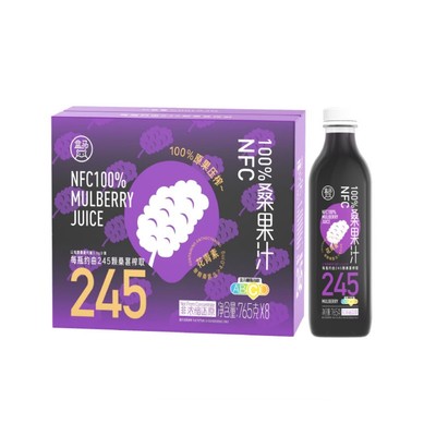 盒马 100%NFC桑果汁 765g*8瓶/箱无添加0脂肪桑葚原汁网红饮料