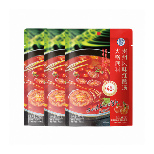 盒马 贵州风味红酸汤火锅底料 220g*3袋