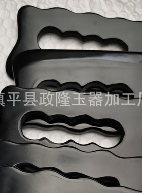 砭石按摩四孔手握黑色刮
