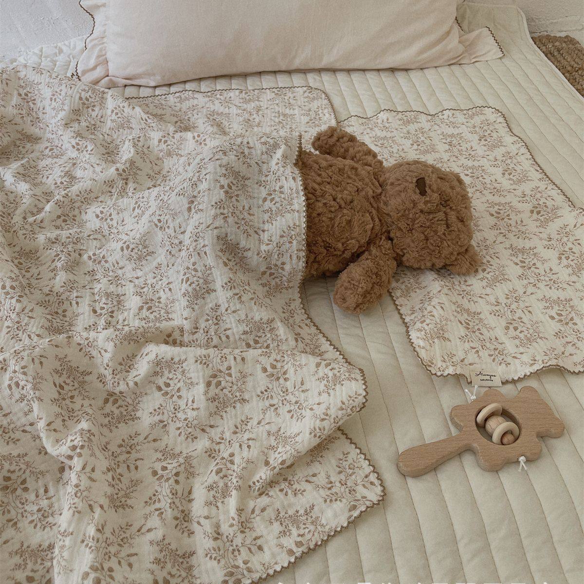 ins碎花韩风双层棉纱纯棉婴幼儿抱毯包被包巾浴巾软糯全棉盖毯,婴童用品,婴童抱被/抱毯,淘宝优惠券,粉丝福利购,淘宝优惠卷