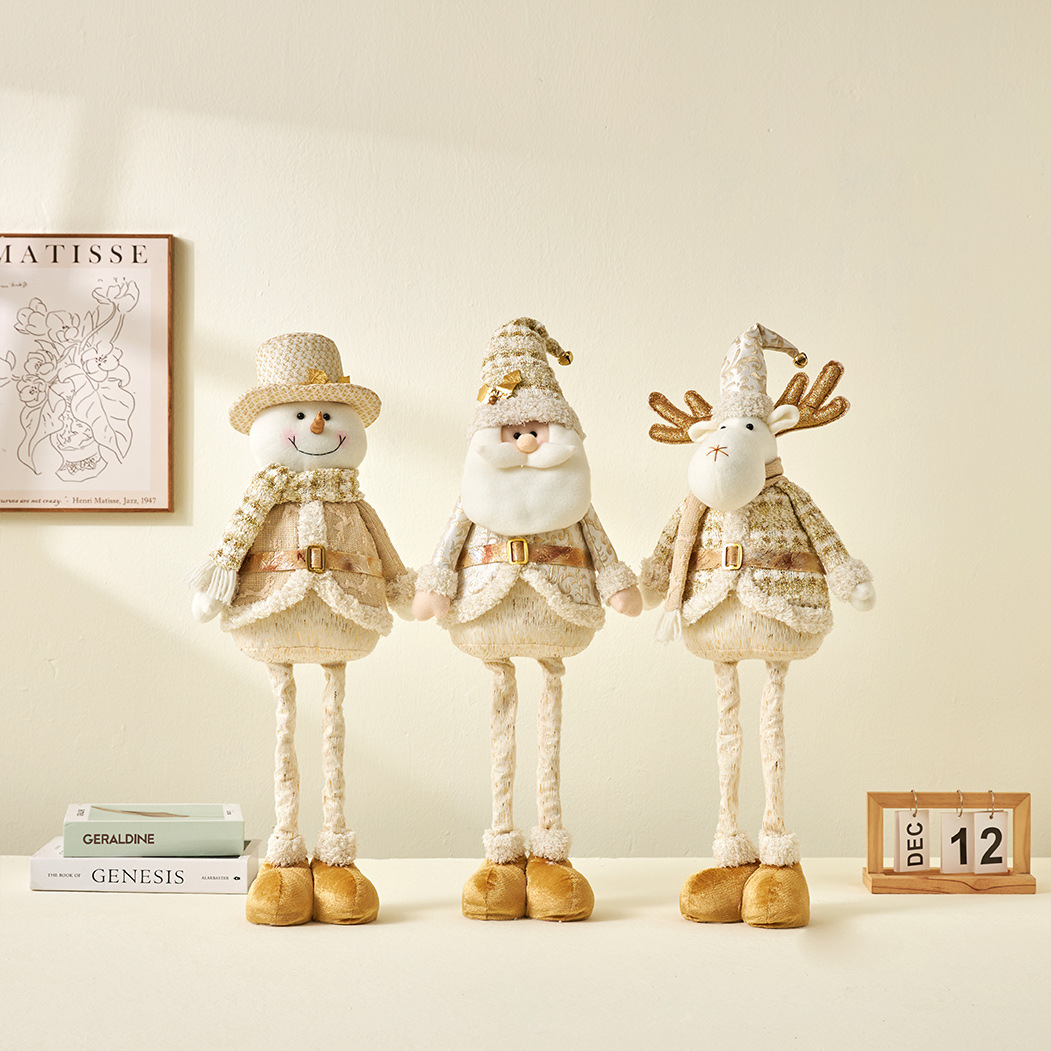 新款圣诞节装饰品伸缩圣诞老人站姿雪人公仔商场橱窗节日礼物摆件