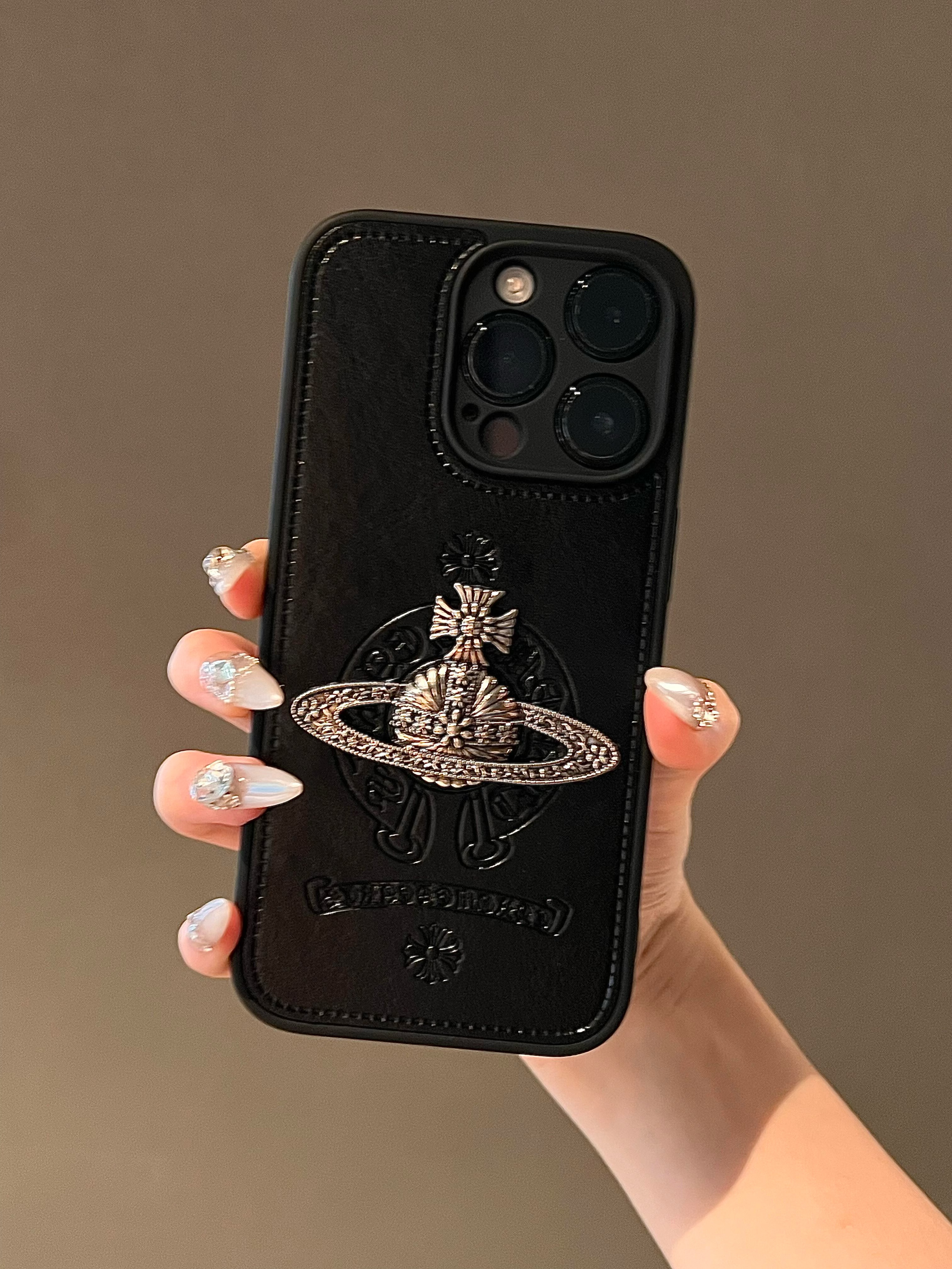 thumbnail for Light luxury black leather Queen Mother Xi mobile phone case, new Apple 15pro case, iphone16 drop-proof 16promax, silicone apple 13, all-inclusive, 14 super good-looking, 12 women's suitable for 17ProMax tide