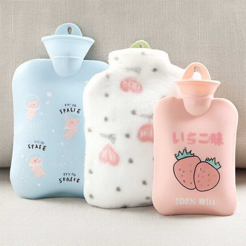 PVC注水卡通热水袋毛绒布暖手袋