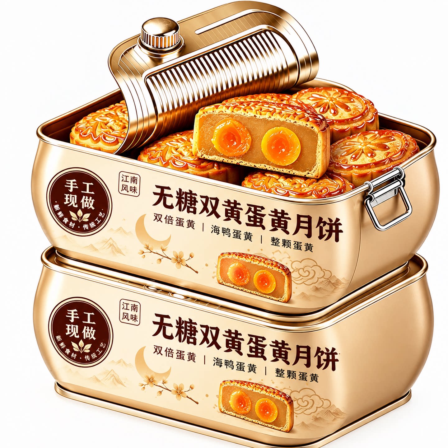 双蛋黄莲蓉月饼中秋正宗广式蛋黄月饼多味官方旗舰店正品无蔗糖