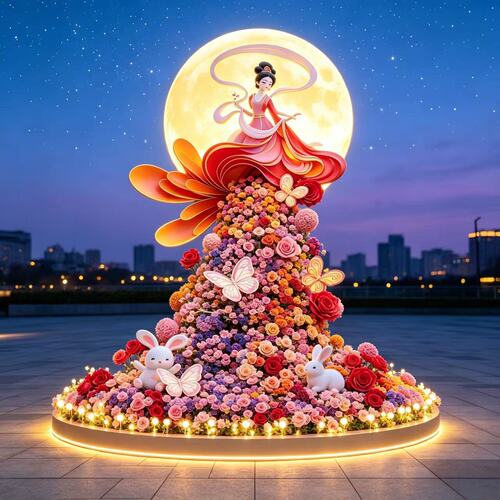 中秋节引流打卡美陈摆件