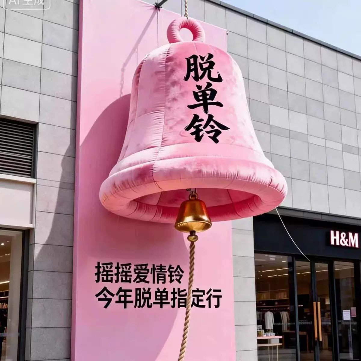 创意商场七夕节氛围感铃铛装饰布艺挂件商铺拍照打卡道具可定制
