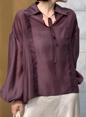 【文颖Eve】系带压褶灯笼袖衬衫H53575-TCJ