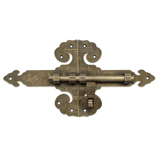 中式纯黄铜加厚大门插销老式木门锁复古门闩锁扣仿古门扣门栓配件