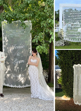 蕾丝纱背景挂布迎宾牌