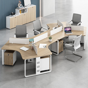 办公室桌子 6六人位创意员工桌简约现代个性 异形办公桌椅组合3