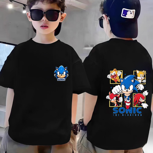 索尼克套装童装男童短袖t恤儿童sonic衣服纯棉夏季超音鼠音速小子