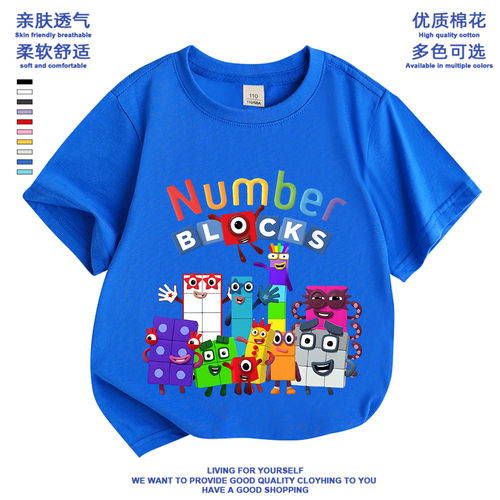 中小学生日常百搭上衣服夏季卡通Numberblocks数字积木休闲短袖