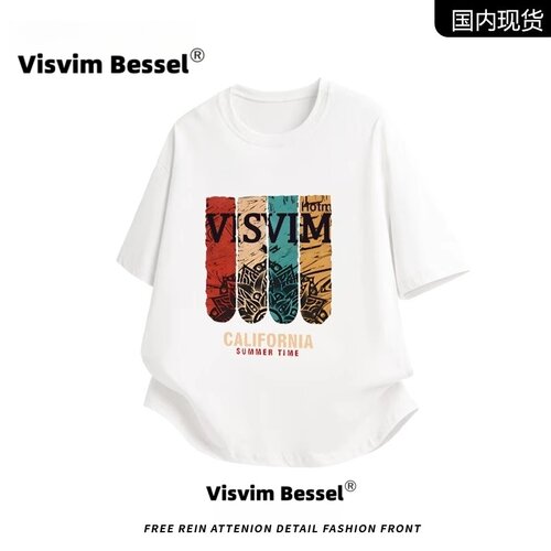 VISVIM BESSEL女生t恤短袖夏季宽松纯棉圆领休闲上衣内搭打底衫