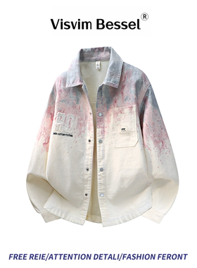 VISVIM BESSEL高端渐变牛仔夹克潮流开衫长袖衬衫男宽松翻领外套
