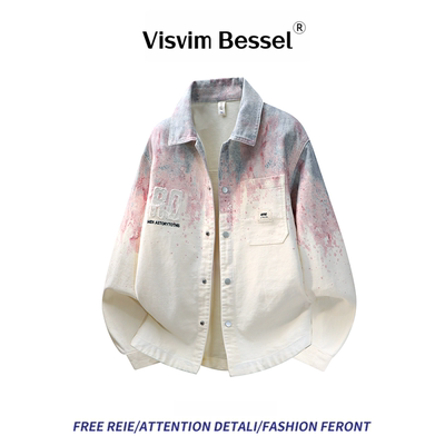 VISVIM BESSEL高端渐变牛仔夹克潮流开衫长袖衬衫男宽松翻领外套