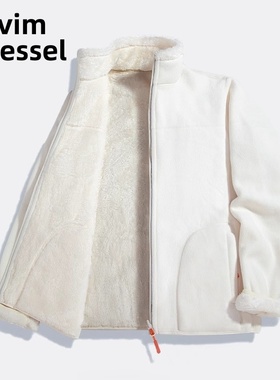 品牌户外山羊绒衣女冬加绒加厚摇粒绒双面穿保暖卫衣珊瑚绒外套