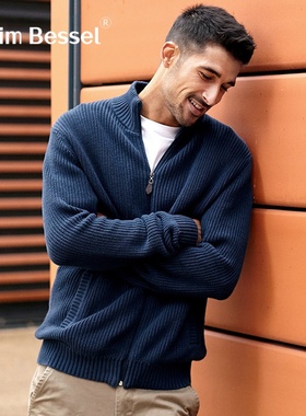 VISVIM BESSEL半高领开衫毛衣外套男针织衫修身秋冬季加厚毛线衫