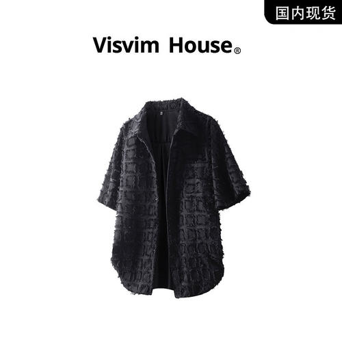 【品牌现货】VISVIM SHINY格子短袖衬衫男夏季设计感翻领衬衣外套