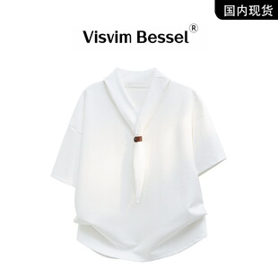 VISVIM SHINY丝巾领t恤男短袖夏季新款体恤女潮流韩版半袖打底衫