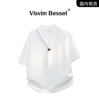 VISVIM SHINY丝巾领t恤男短袖夏季新款体恤女潮流韩版半袖打底衫
