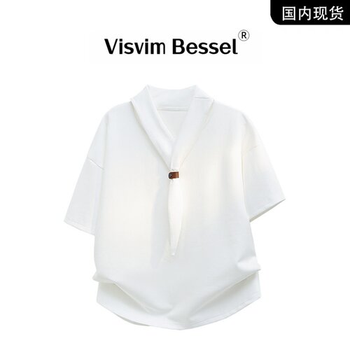 VISVIM SHINY丝巾领t恤男短袖夏季新款体恤女潮流韩版半袖打底衫