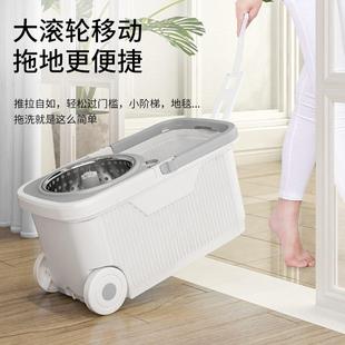 爱格旋转拖把通用自动甩干免手洗懒人墩布拖布家用拖地桶一拖净