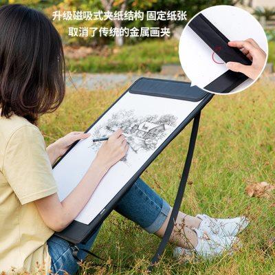 包邮得力73898速写板 素描写生4k画夹画袋初学者户外双肩背8k画板