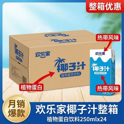 欢乐家椰子汁椰子牛奶植物蛋白饮品250g*24盒饮料整箱批发椰奶