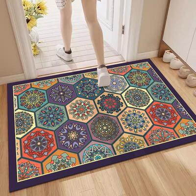 北欧棱形80*100cm入户门垫现代简约轻奢脚垫吸水耐磨地毯厨房地垫