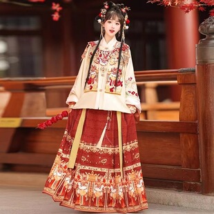 新款冬季加厚明制汉服女马面裙新年款拜年套装中国风古装全套