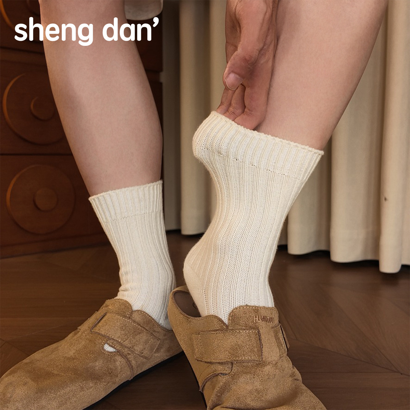 美式复古粗线堆堆中筒袜女四季