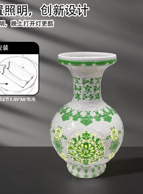 花摆件青花瓷3D拼图花客厅中式装饰插花家居跨境摆件礼物