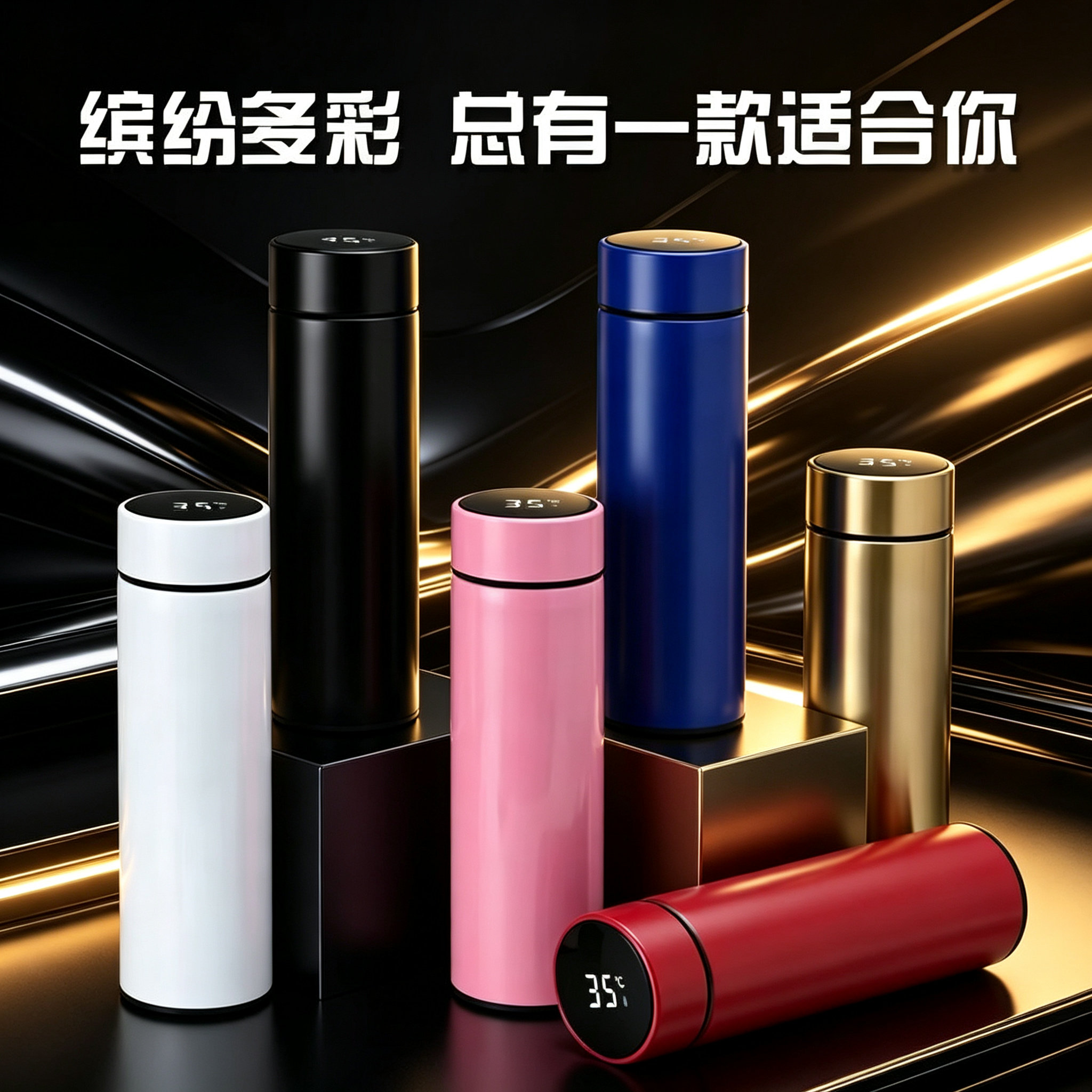 智能温显不锈钢便携保温杯