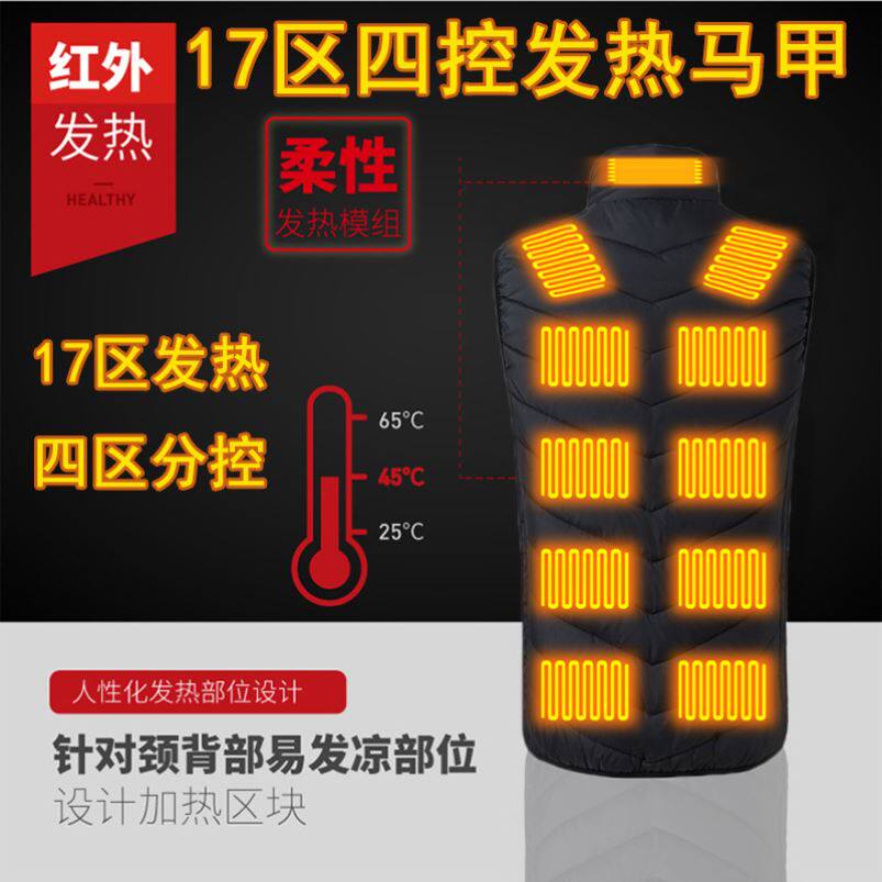 智能温控电热马甲男女款棉背心冬季衣服充电自发热全身加热羽绒服