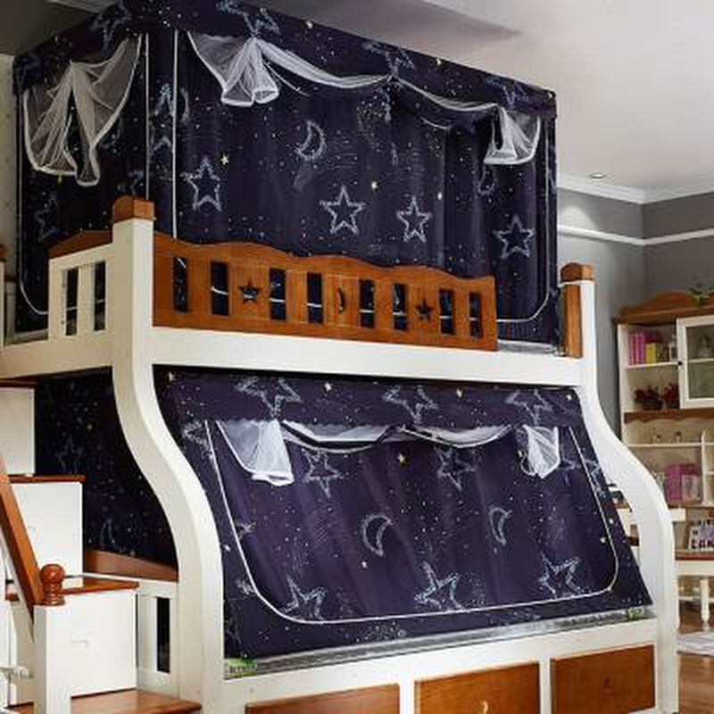 子母床蚊帐遮光床帘学生宿舍上铺下铺儿童J高低床双层床12m15米