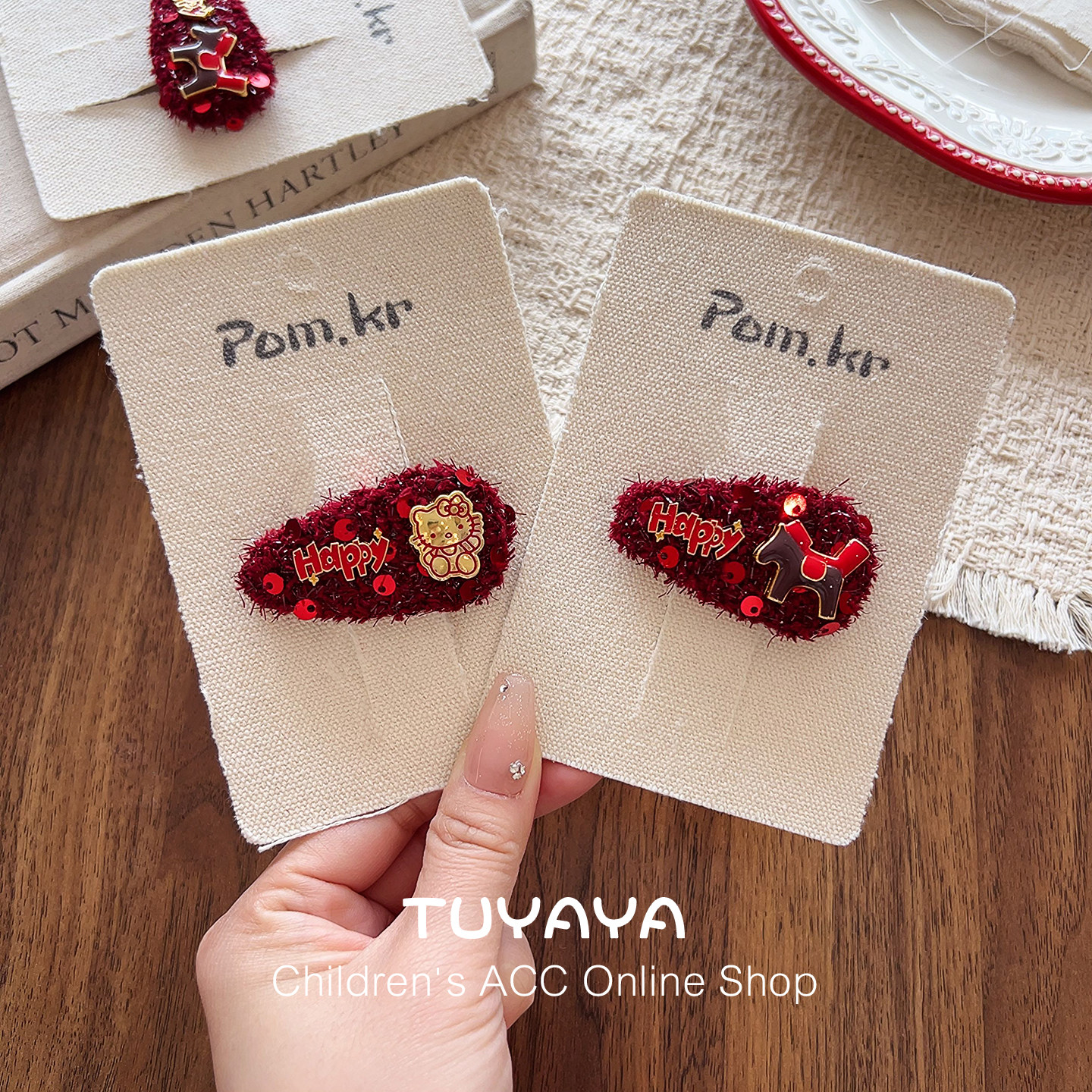 宝宝新年红色小马可爱Kt亮片发夹边夹侧边刘海夹女童夹子发卡头饰,童装/婴儿装/亲子装,发饰,淘宝优惠券,粉丝福利购,淘宝优惠卷